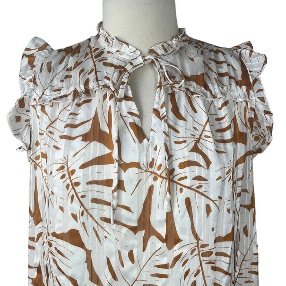 Rachel Rachel Roy Sleeveless Blouse Womens Medium White Gold Ruffle Sleeves - Picture 3 of 9